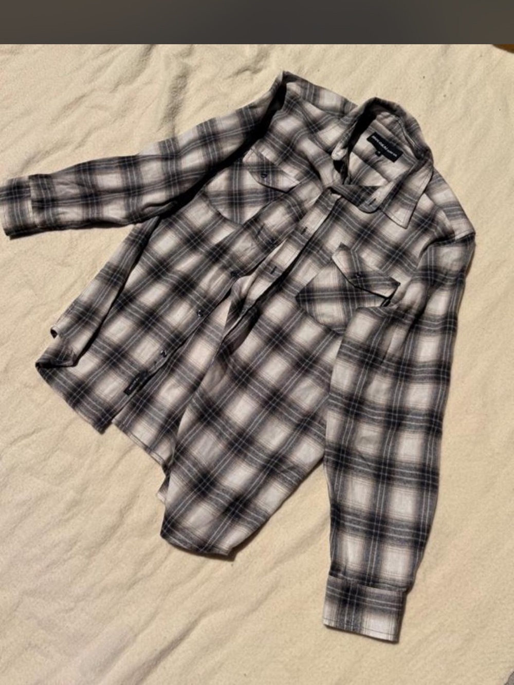 Men's Lightweight Black & White Plaid Shirt Jacket